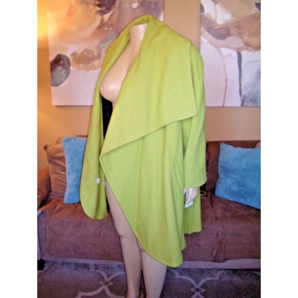 Vintage Komitor Wool Green Open Front Duster Coat Jacket Size 22/24 NWT - Picture 3 of 8